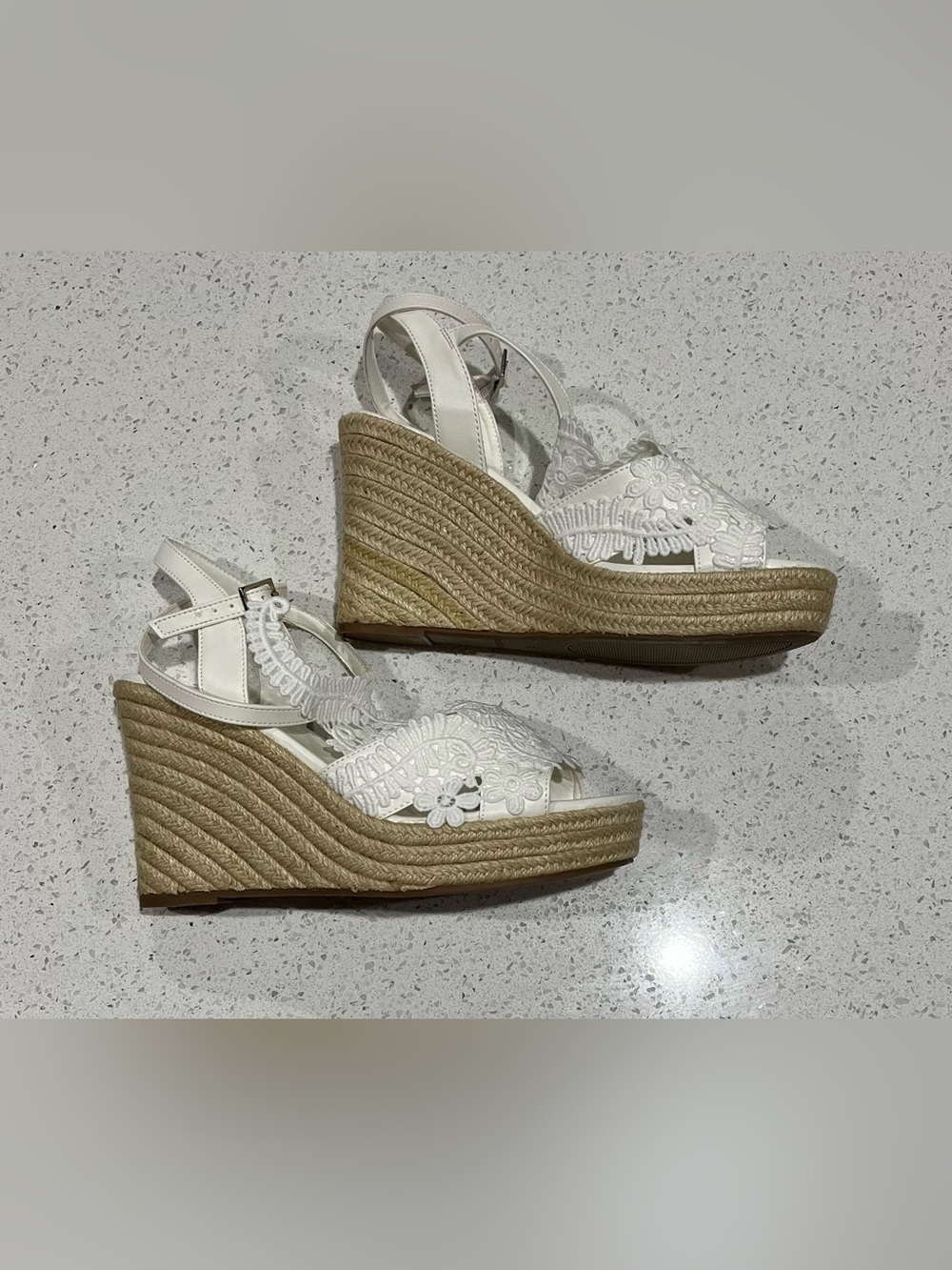 MiLanolce Women's Platform Sandals Ankle Strap lace Wedding Bridesmaids Size 9.5